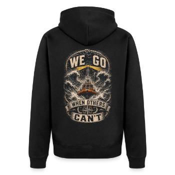 Küstenwache Rettungsschwimmer - Unisex Premium Bio Zip Hoodie - Schwarz - Hinten - Nico (187cm)
