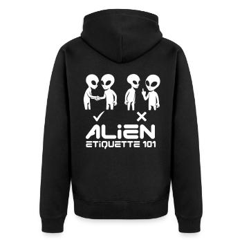 Alien Etqiuette 101 Blanc - Veste à capuche bio Premium Unisexe - noir - Dos - Nico (187cm)