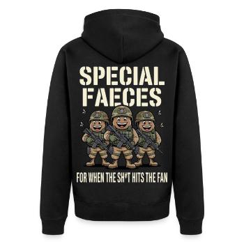 Special Faeces For When The Sh*t Hits The Fan - Unisex Premium Organic Zip Hoodie - black - Back - Nico (187cm)