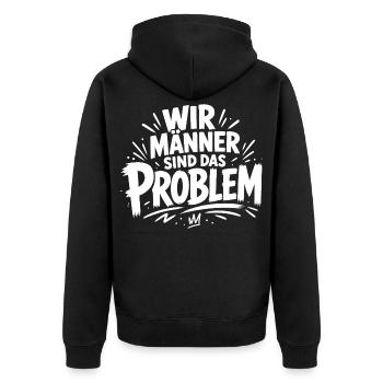 Wir Männer sind das Problem - Unisex Premium Bio Zip Hoodie - Schwarz - Hinten - Nico (187cm)