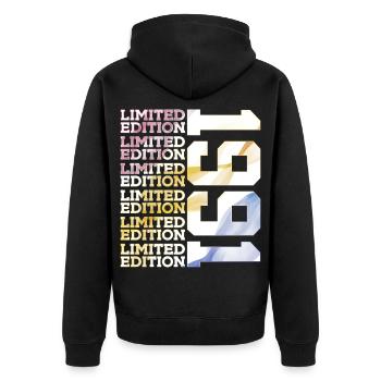 LIMITED EDITION 1991 - 35 JAHRE - 35. GEBURTSTAG - Unisex Premium Bio Zip Hoodie - Schwarz - Hinten - Nico (187cm)