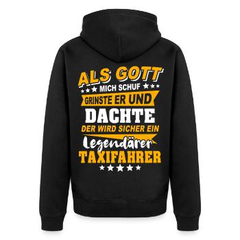 Taxifahrer Sprüche - Unisex Premium Bio Zip Hoodie - Schwarz - Hinten - Nico (187cm)