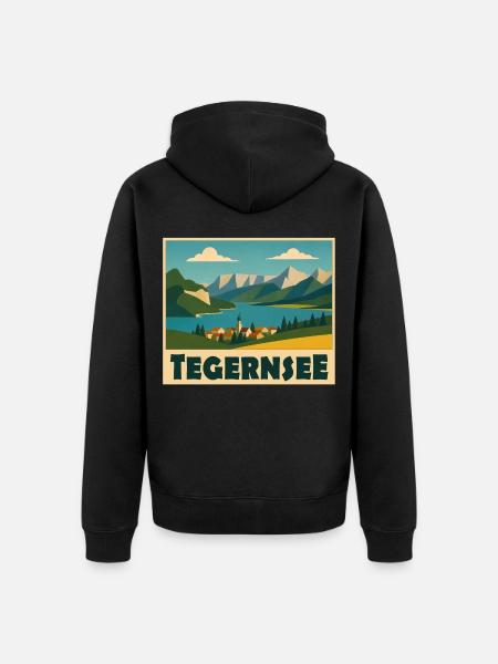 Tegernsee Minimal - Unisex Premium Bio Zip Hoodie - Schwarz