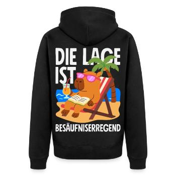 Life is Better with Capybaras - Süßes Nagetier - Unisex Premium Bio Zip Hoodie - Schwarz - Hinten - Nico (187cm)