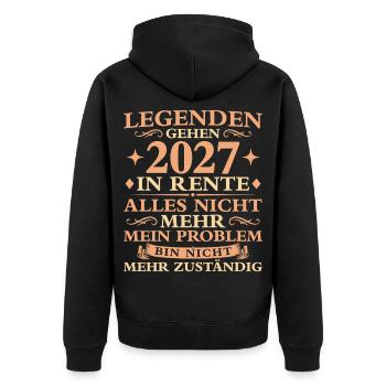 Rente Abschied Nicht mehr zuständig Rentner 2027 - Unisex Premium Bio Zip Hoodie - Schwarz - Hinten - Nico (187cm)