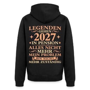 Pension Abschied Nicht  zuständig Pensionär 2027 - Unisex Premium Bio Zip Hoodie - Schwarz - Hinten - Nico (187cm)