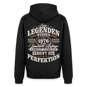 1976 Jahrgang Vintage Geburtstag Geschenk Retro - Unisex Premium Bio Zip Hoodie - Schwarz - Hinten - Nico (187cm)
