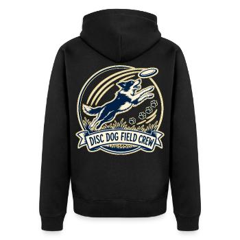 DISC DOG FIELD CREW Hund - Unisex Premium Bio Zip Hoodie - Schwarz - Hinten - Nico (187cm)