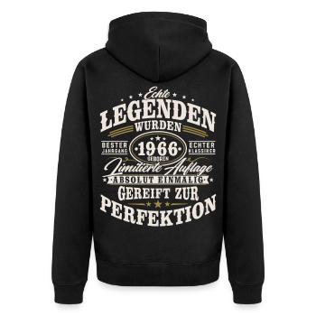 1966 Jahrgang Vintage Geburtstag Geschenk Retro - Unisex Premium Bio Zip Hoodie - Schwarz - Hinten - Nico (187cm)