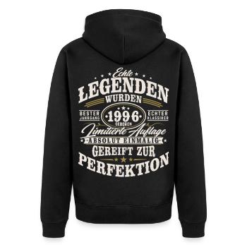 1996 Jahrgang geboren Geburtstag Geschenk Retro - Unisex Premium Bio Zip Hoodie - Schwarz - Hinten - Nico (187cm)