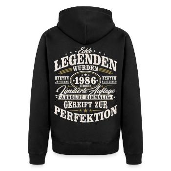 1986 Jahrgang geboren Geburtstag Geschenk Retro - Unisex Premium Bio Zip Hoodie - Schwarz - Hinten - Nico (187cm)