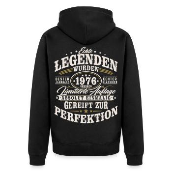 1976 Jahrgang Vintage Geburtstag Geschenk Retro - Unisex Premium Bio Zip Hoodie - Schwarz - Hinten - Nico (187cm)