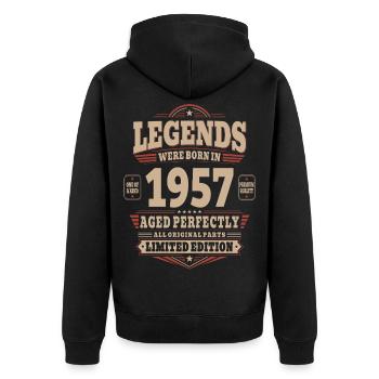 69e anniversaire cadeau Mari 1957 Vintage Rétro - Veste à capuche bio Premium Unisexe - noir - Dos - Nico (187cm)
