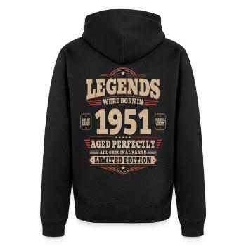 Cadeau pour 75 ans Mari 1951 Vintage Rétro - Veste à capuche bio Premium Unisexe - noir - Dos - Nico (187cm)