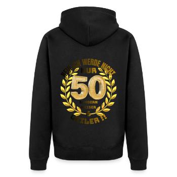 50_Geburtstag_Lustiger Spruch - Unisex Premium Bio Zip Hoodie - Schwarz - Hinten - Nico (187cm)