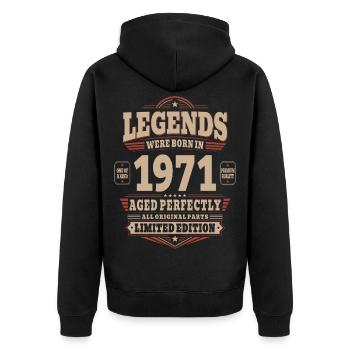 Cadeau pour 55 ans Mari 1971 Vintage Rétro - Veste à capuche bio Premium Unisexe - noir - Dos - Nico (187cm)