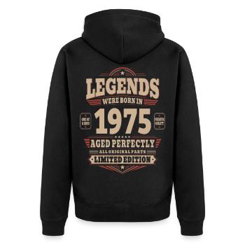 51st Birthday Gift Husband 1975 Vintage Retro - Unisex Premium Organic Zip Hoodie - black - Back - Nico (187cm)
