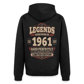 Cadeau de 65 ans Mari 1961 Vintage Rétro - Veste à capuche bio Premium Unisexe - noir - Dos - Nico (187cm)