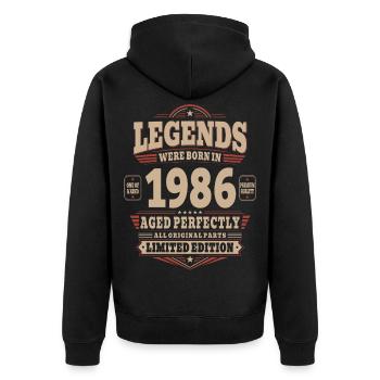 40th Birthday Gift Husband 1986 Vintage Retro - Unisex Premium Organic Zip Hoodie - black - Back - Nico (187cm)