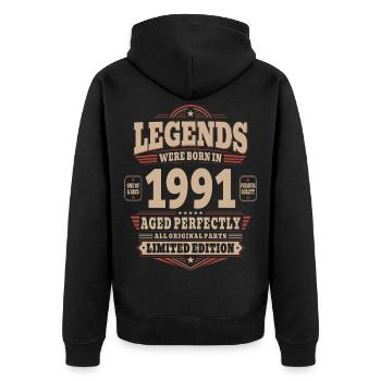 35. Geburtstag Geschenk Mann 1991 Vintage Retro - Unisex Premium Bio Zip Hoodie - Schwarz - Hinten - Nico (187cm)