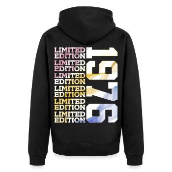 LIMITED EDITION 1976 - 50 JAHRE - 50. GEBURTSTAG - Unisex Premium Bio Zip Hoodie - Schwarz - Hinten - Nico (187cm)