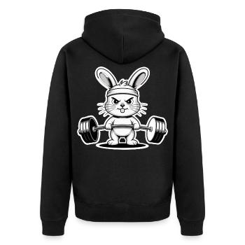 Pumpernickel Rabbit - Unisex Premium Organic Zip Hoodie - black - Back - Nico (187cm)