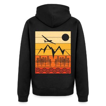 Segelflug Landschaft Design Sunset - Unisex Premium Bio Zip Hoodie - Schwarz - Hinten - Nico (187cm)