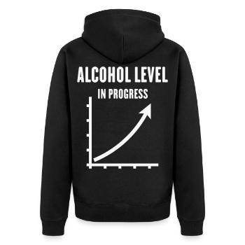 Alcohol Level In Progress (Drinking Team / White) - Unisex Premium Bio Zip Hoodie - Schwarz - Hinten - Nico (187cm)