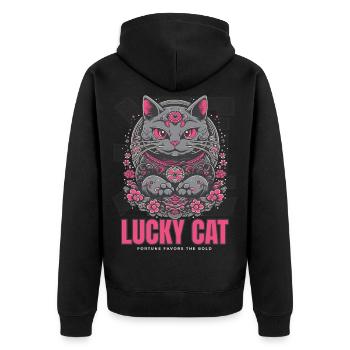Lucky Cat Glückskatze Maneki Neko Pink - Veste à capuche bio Premium Unisexe - noir - Dos - Nico (187cm)