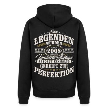 2008 Jahrgang Vintage Geburtstag Geschenk Retro - Unisex Premium Bio Zip Hoodie - Schwarz - Hinten - Nico (187cm)