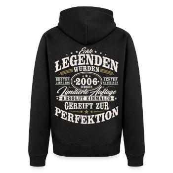 2006 Jahrgang geboren Geburtstag Geschenk Retro - Unisex Premium Bio Zip Hoodie - Schwarz - Hinten - Nico (187cm)