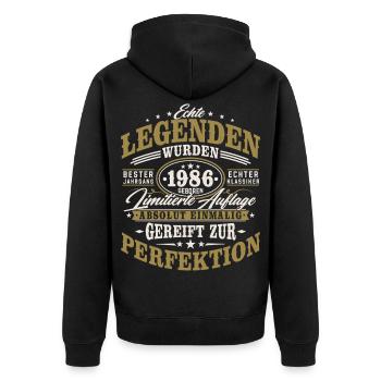 1986 Jahrgang geboren Geburtstag Vintage Geschenk  - Unisex Premium Bio Zip Hoodie - Schwarz - Hinten - Nico (187cm)