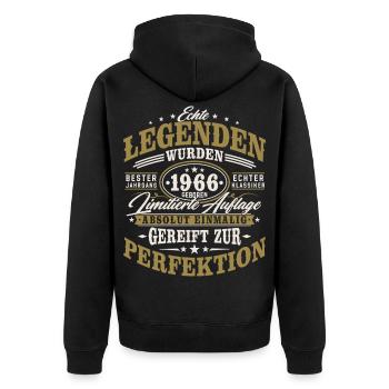 1966 Jahrgang geboren Geburtstag Vintage Geschenk - Unisex Premium Bio Zip Hoodie - Schwarz - Hinten - Nico (187cm)