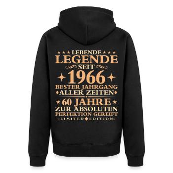 1966 Baujahr Geburtstag Vintage 60 Jahre - Unisex Premium Bio Zip Hoodie - Schwarz - Hinten - Nico (187cm)