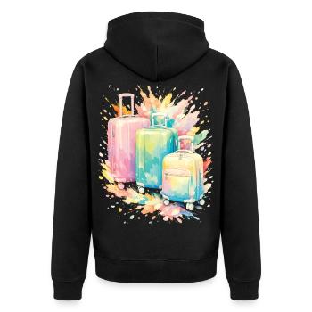 Travel Suitcase Pastel Colour Splash Art - Unisex Premium Organic Zip Hoodie - black - Back - Nico (187cm)