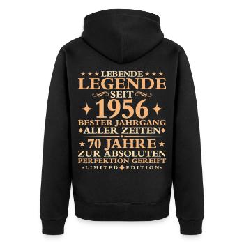 1956 Baujahr Geburtstag Vintage 70 Jahre - Unisex Premium Bio Zip Hoodie - Schwarz - Hinten - Nico (187cm)