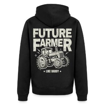 Zukünftiger Farmer Baby Tractor Vintage Dad - Unisex Premium Bio Zip Hoodie - Schwarz - Hinten - Nico (187cm)