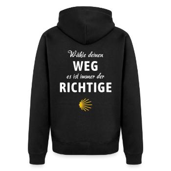 Camino - Der richtige Weg | Jakobsweg, Pilger, - Unisex Premium Bio Zip Hoodie - Schwarz - Hinten - Nico (187cm)