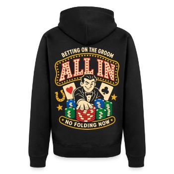 All In Poker and Casino - Unisex Premium Organic Zip Hoodie - black - Back - Nico (187cm)