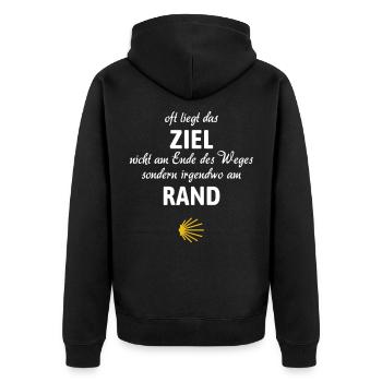 Camino Spruch | Jakobsweg, Pilger, Santiago - Unisex Premium Bio Zip Hoodie - Schwarz - Hinten - Nico (187cm)