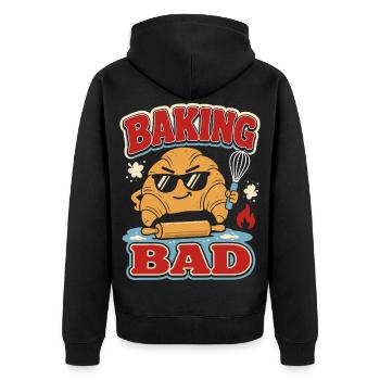 Baking Bad Croissant - Unisex Premium Organic Zip Hoodie - black - Back - Nico (187cm)