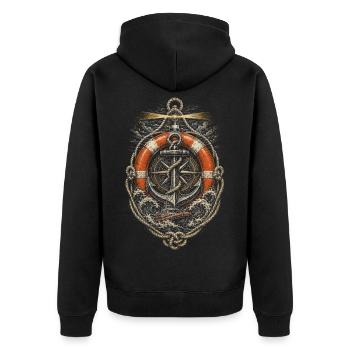 Küstenwache Rettungsschwimmer - Unisex Premium Bio Zip Hoodie - Schwarz - Hinten - Nico (187cm)