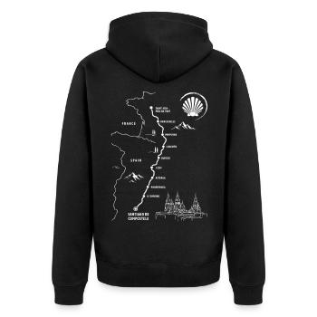 Pilgern Jakobsweg | Camino | Frankreich Spanien - Unisex Premium Bio Zip Hoodie - Schwarz - Hinten - Nico (187cm)