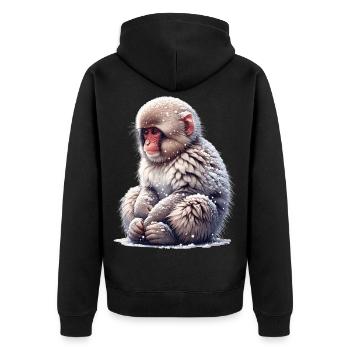 Snow Monkey - Unisex Premium Organic Zip Hoodie - black - Back - Nico (187cm)