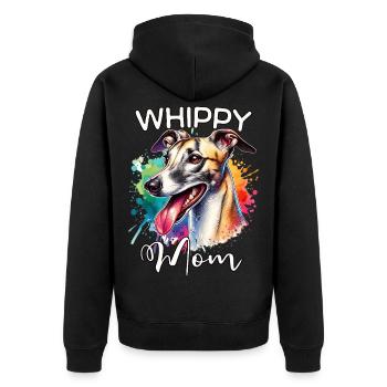 Windhund Mama - Unisex Premium Bio Zip Hoodie - Schwarz - Hinten - Nico (187cm)