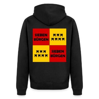Siebenbürgen Quadrat Muster - Unisex Premium Bio Zip Hoodie - Schwarz - Hinten - Nico (187cm)