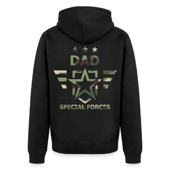Vater-Spezialeinheiten-Tarn-Militär - Unisex Premium Bio Zip Hoodie - Schwarz - Hinten - Nico (187cm)