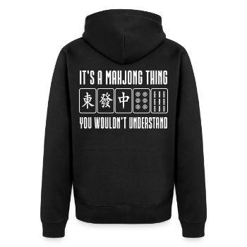A Mahjong Thing You Wouldn't Understand - Unisex Premium Organic Zip Hoodie - black - Back - Nico (187cm)