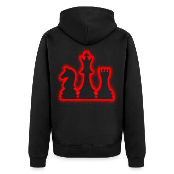 Schachspiel Kinder Schachfiguren Herren Schach - Unisex Premium Bio Zip Hoodie - Schwarz - Hinten - Nico (187cm)