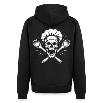Squelette de cuisson avec croix de cuillère - Veste à capuche bio Premium Unisexe - noir - Dos - Nico (187cm)